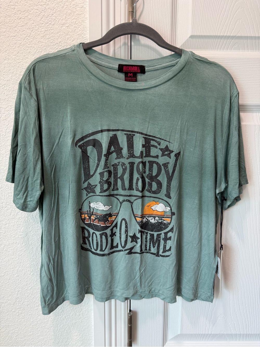 Rock & Roll Denim Sage Green Dale Brisby Graphic Tee NWT